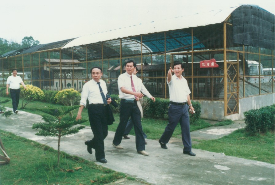 Aug 1985 - Visitors inspecting the peacock stall.